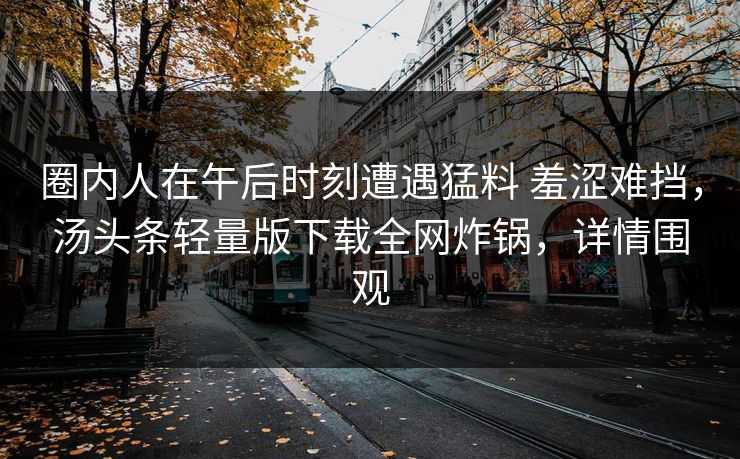 圈内人在午后时刻遭遇猛料 羞涩难挡，汤头条轻量版下载全网炸锅，详情围观